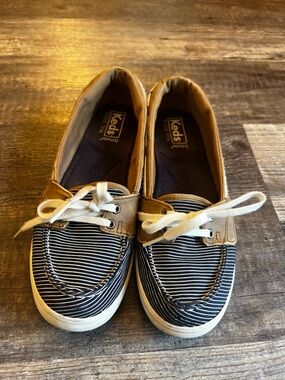 Keds Kids Navy Striped & Tan Lace-Up Sneakers